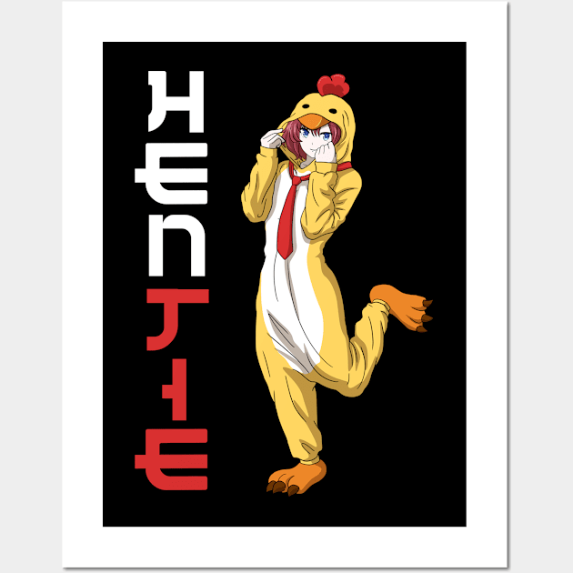 Hen Tie Funny Anime Gift Wall Art by CatRobot